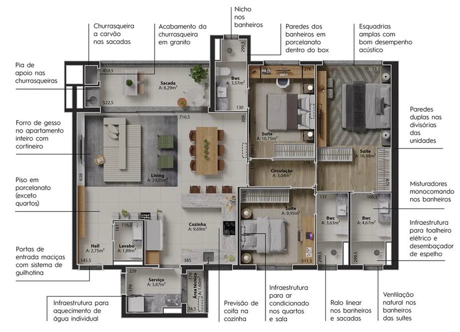Apartamento tipo - 3 dorm 127m²