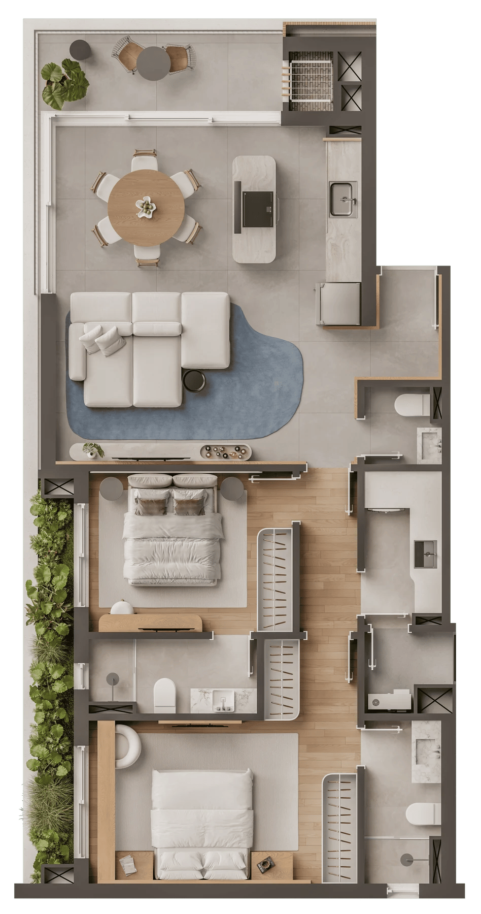 Planta 01 - 2 dorm 93m²