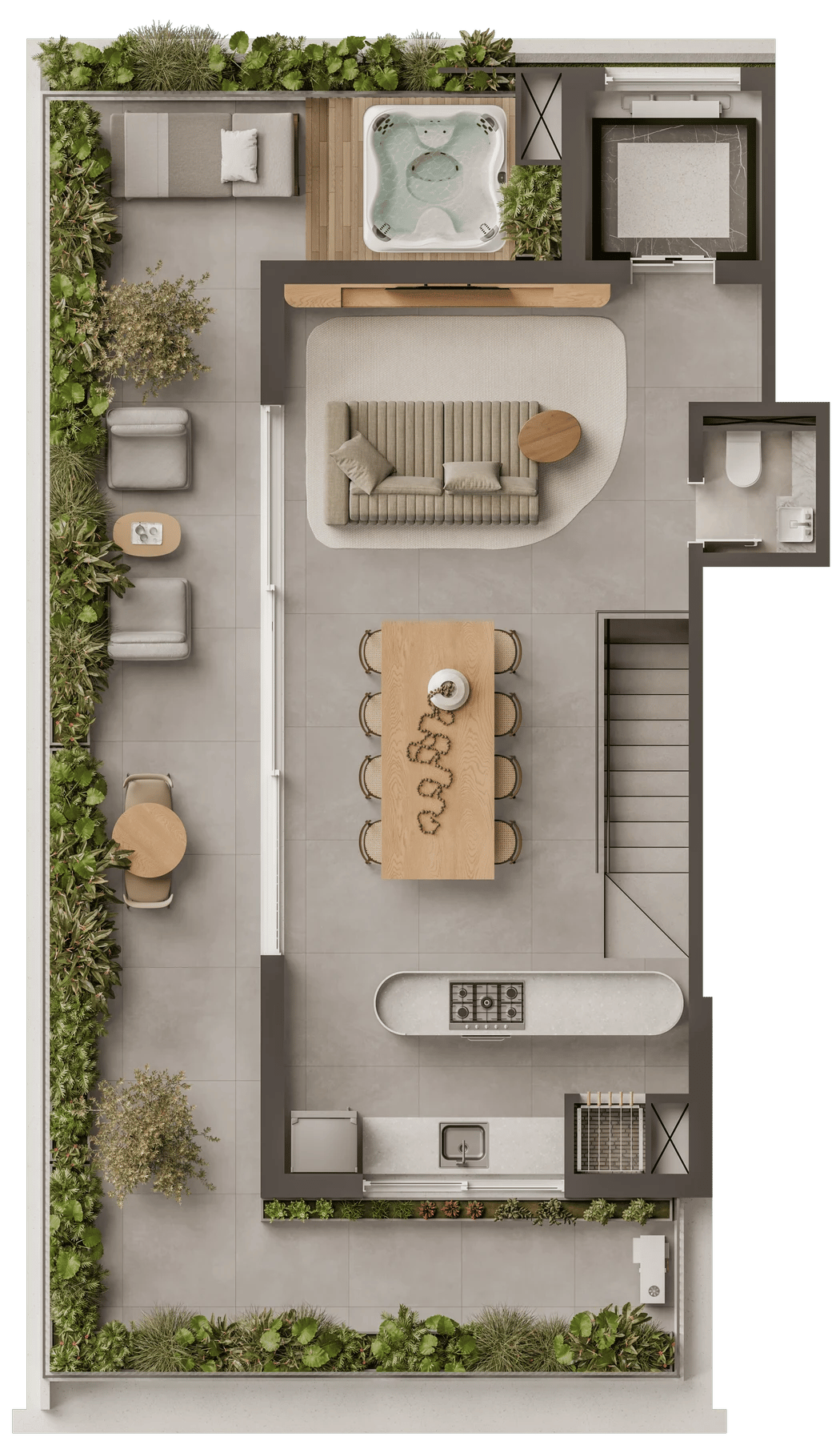 Planta 05 - 3 dorm 193,29m² - cobertura duplex - superior