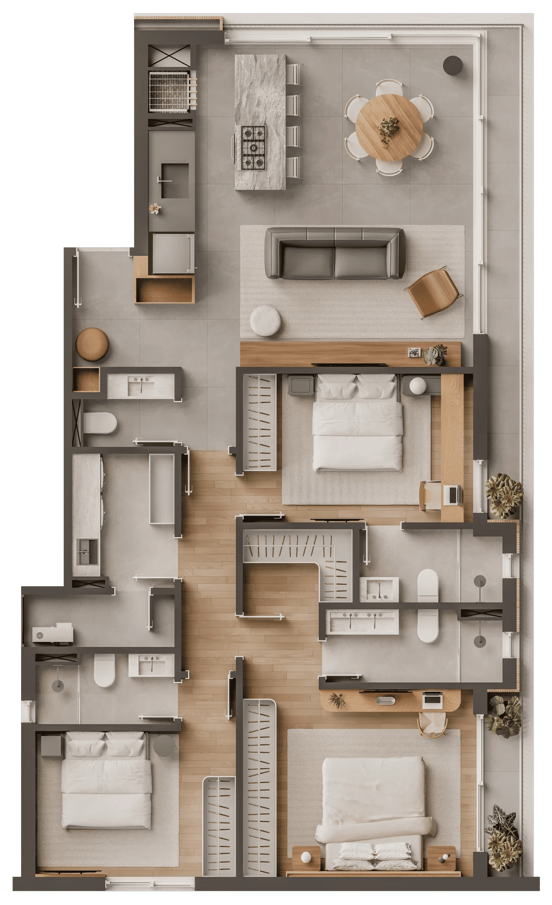 Planta 02 - 3 dorm 125m²