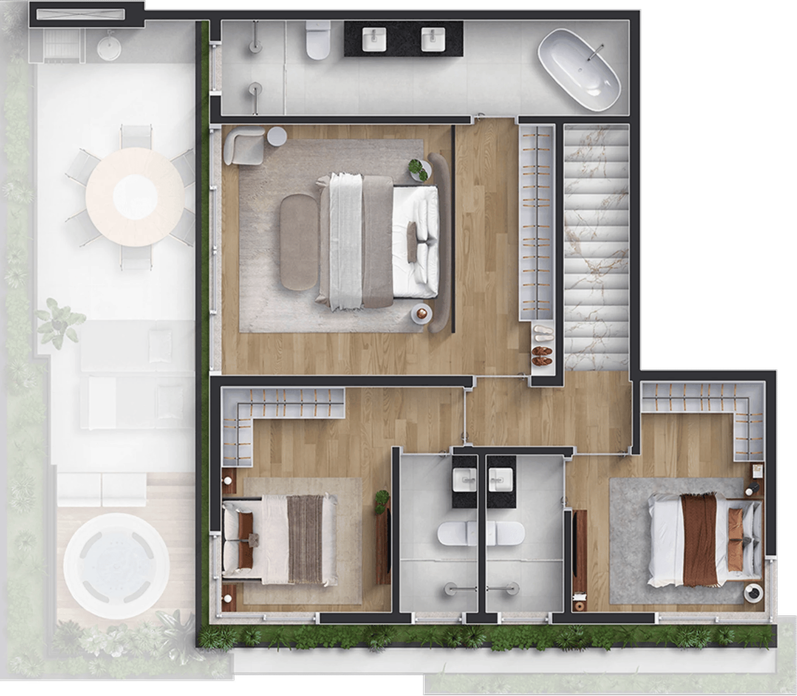 Planta 10 - 3 dorm 206m² - cobertura duplex - superior
