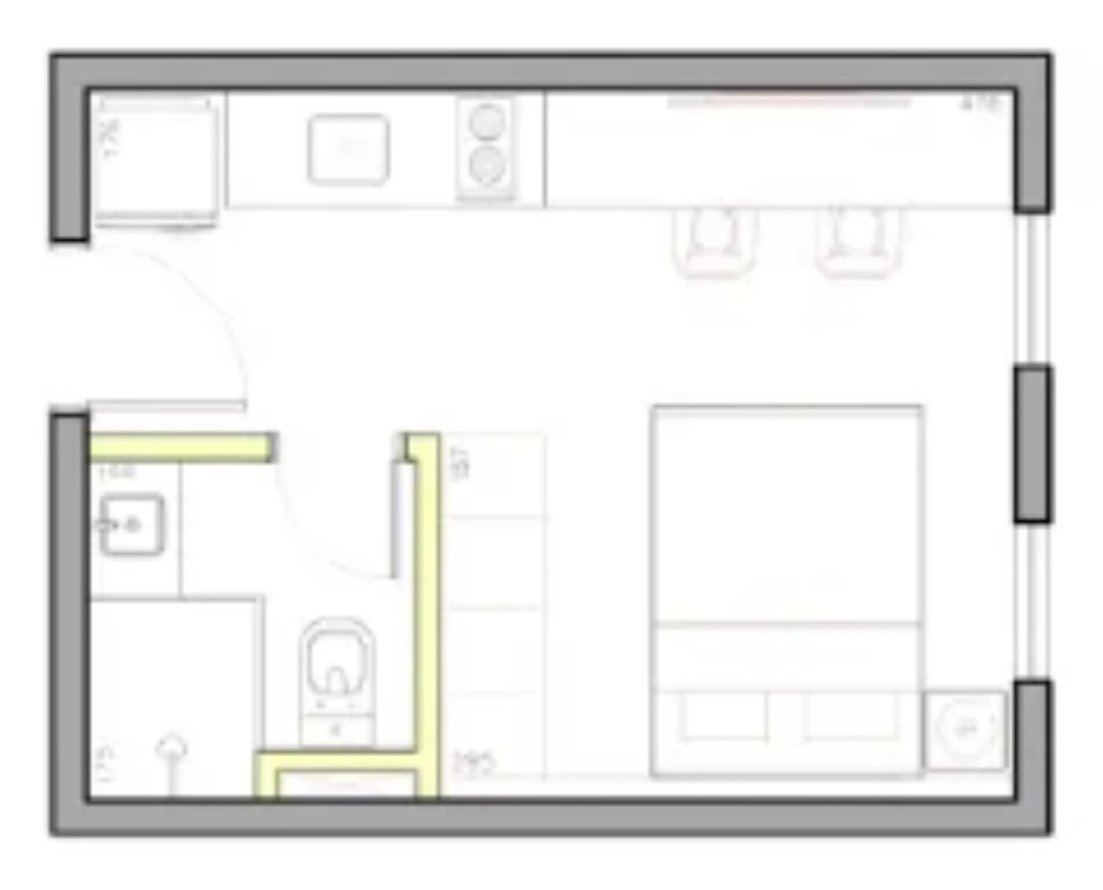 Planta 01 - 1 dorm 19,38m² - studio