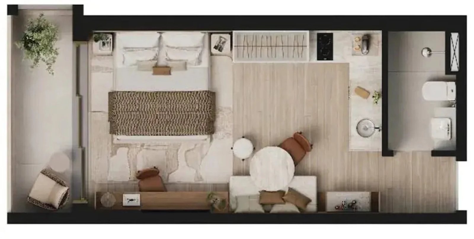 Planta 05 - 1 dorm 32m² - studio