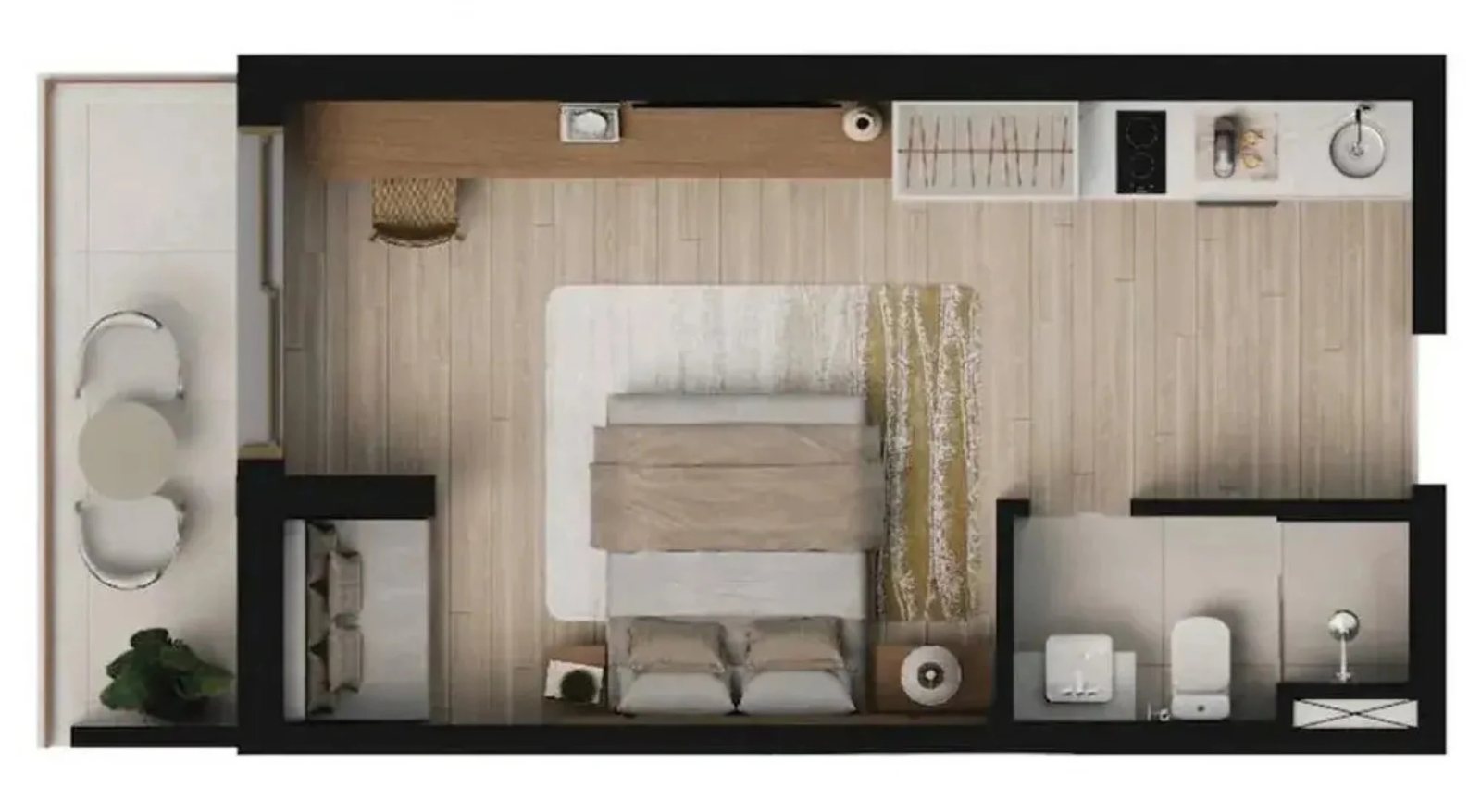 Planta 08 - 1 dorm 35m² - studio