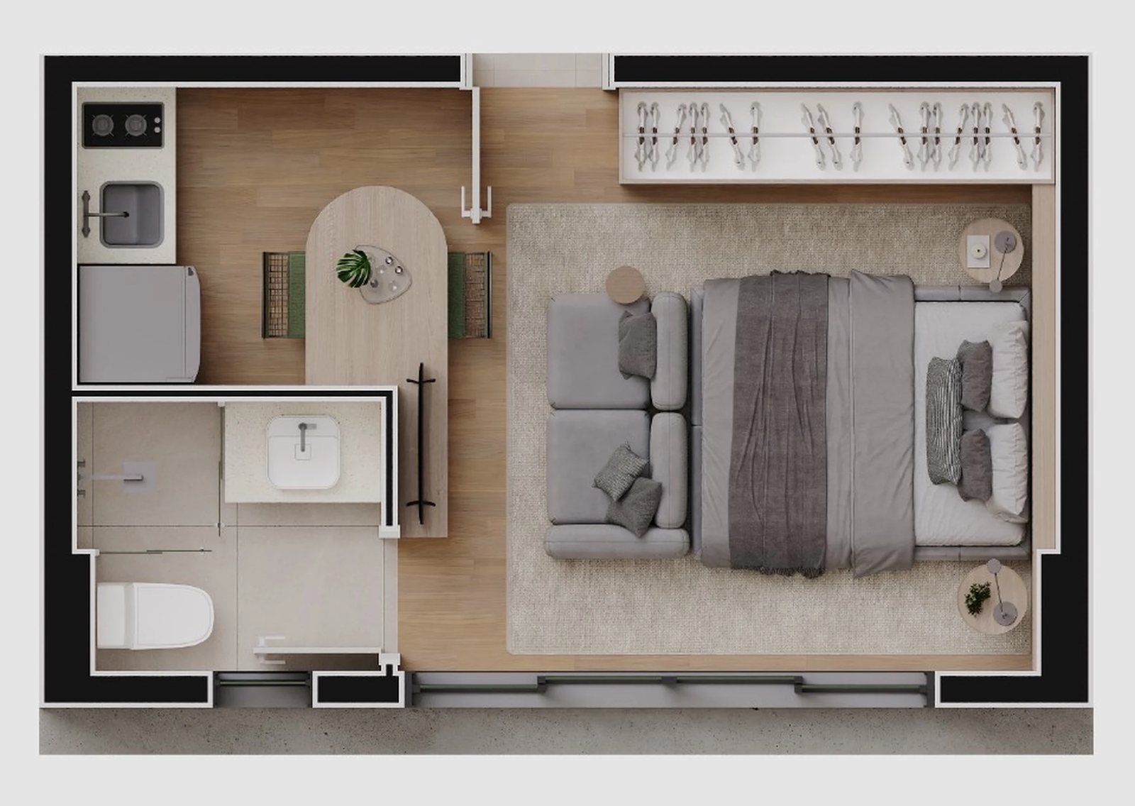 Planta 03 - 1 dorm 25,54m² - studio