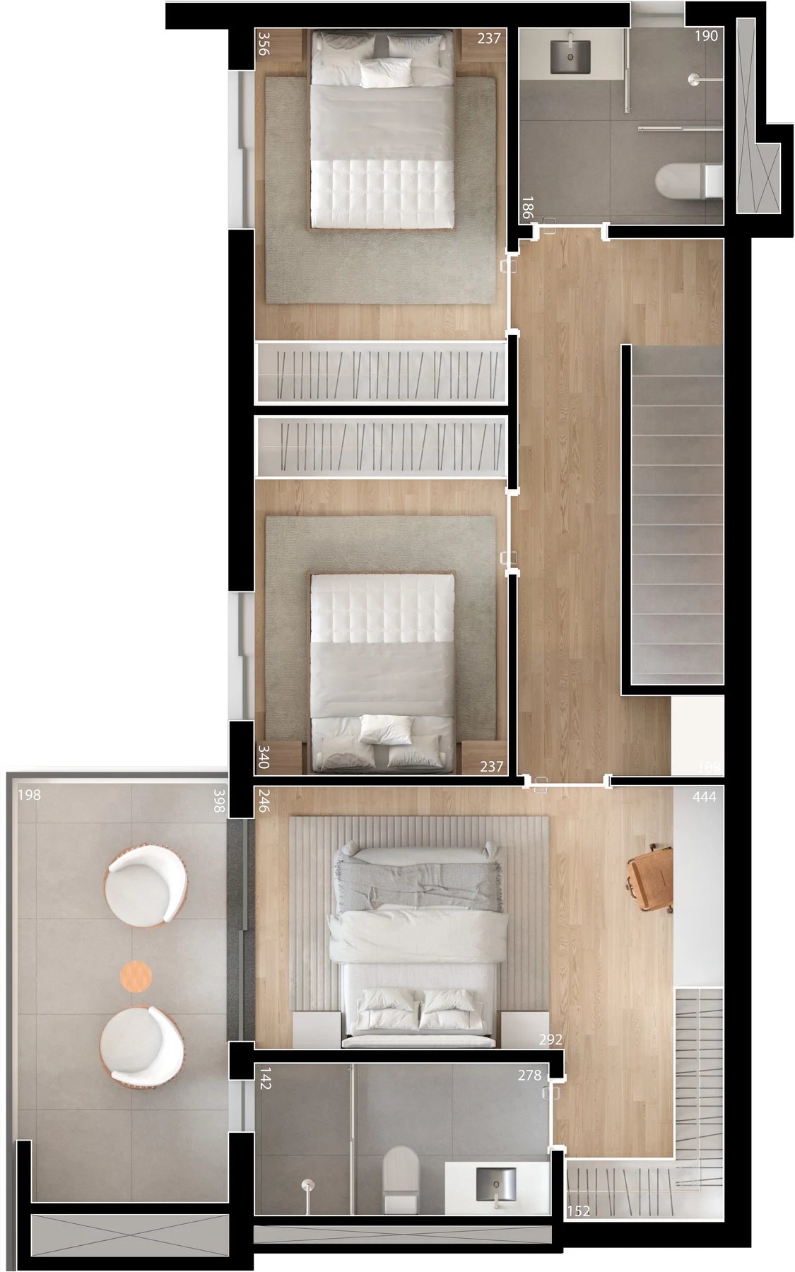 Planta 17 - 3 dorm 131,01m² - cobertura duplex - superior