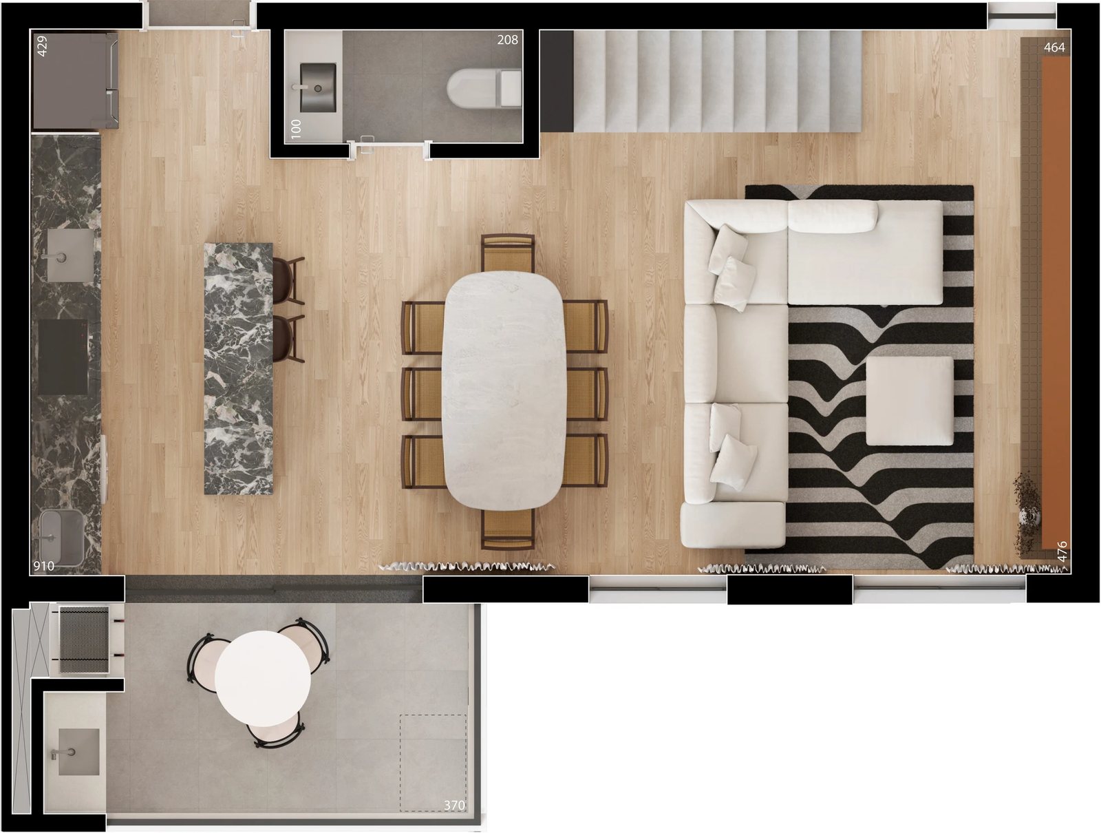 Planta 11 - 3 dorm 113,63m² - cobertura duplex - inferior