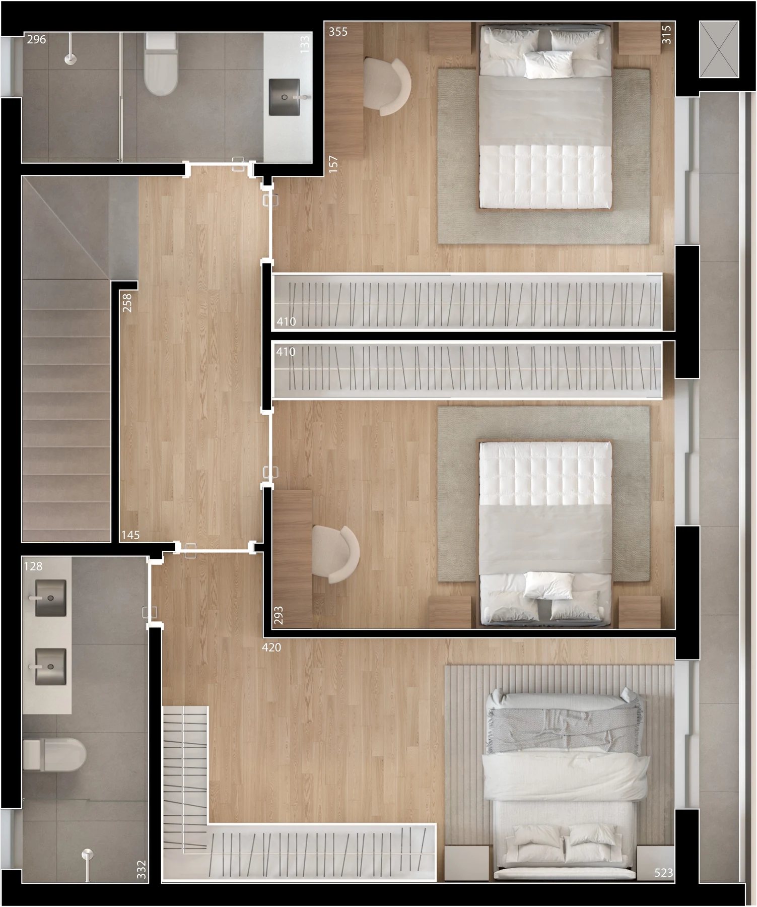 Planta 14 - 3 dorm 123,61m² - cobertura duplex - superior