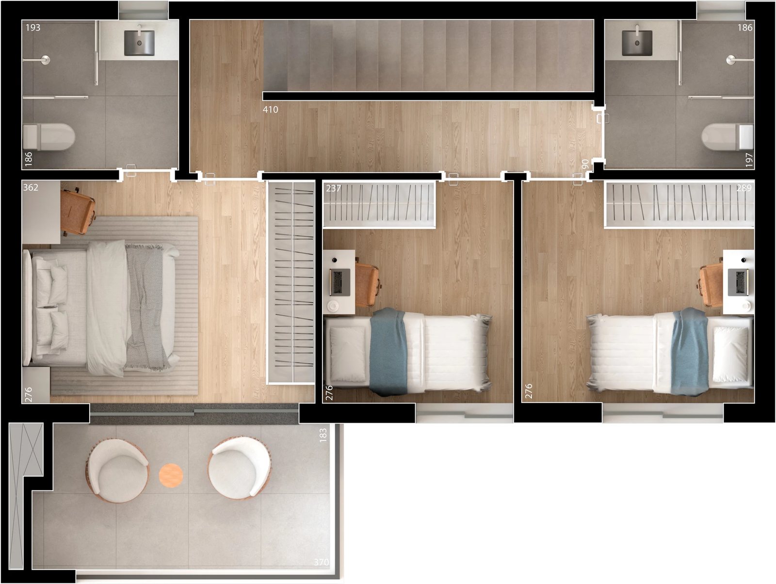 Planta 12 - 3 dorm 113,63m² - cobertura duplex - superior