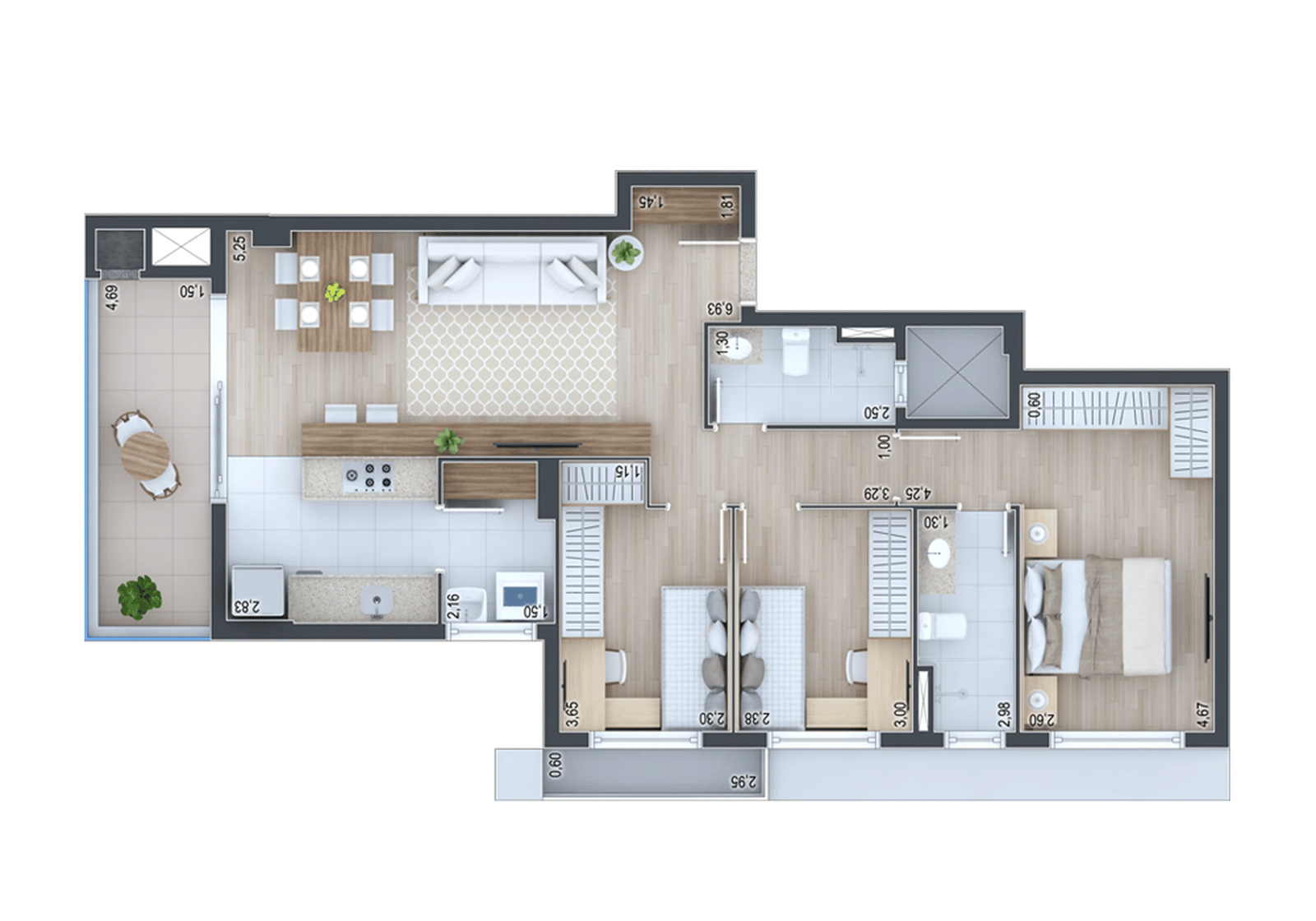Planta 12 - 3 dorm 89,94m²