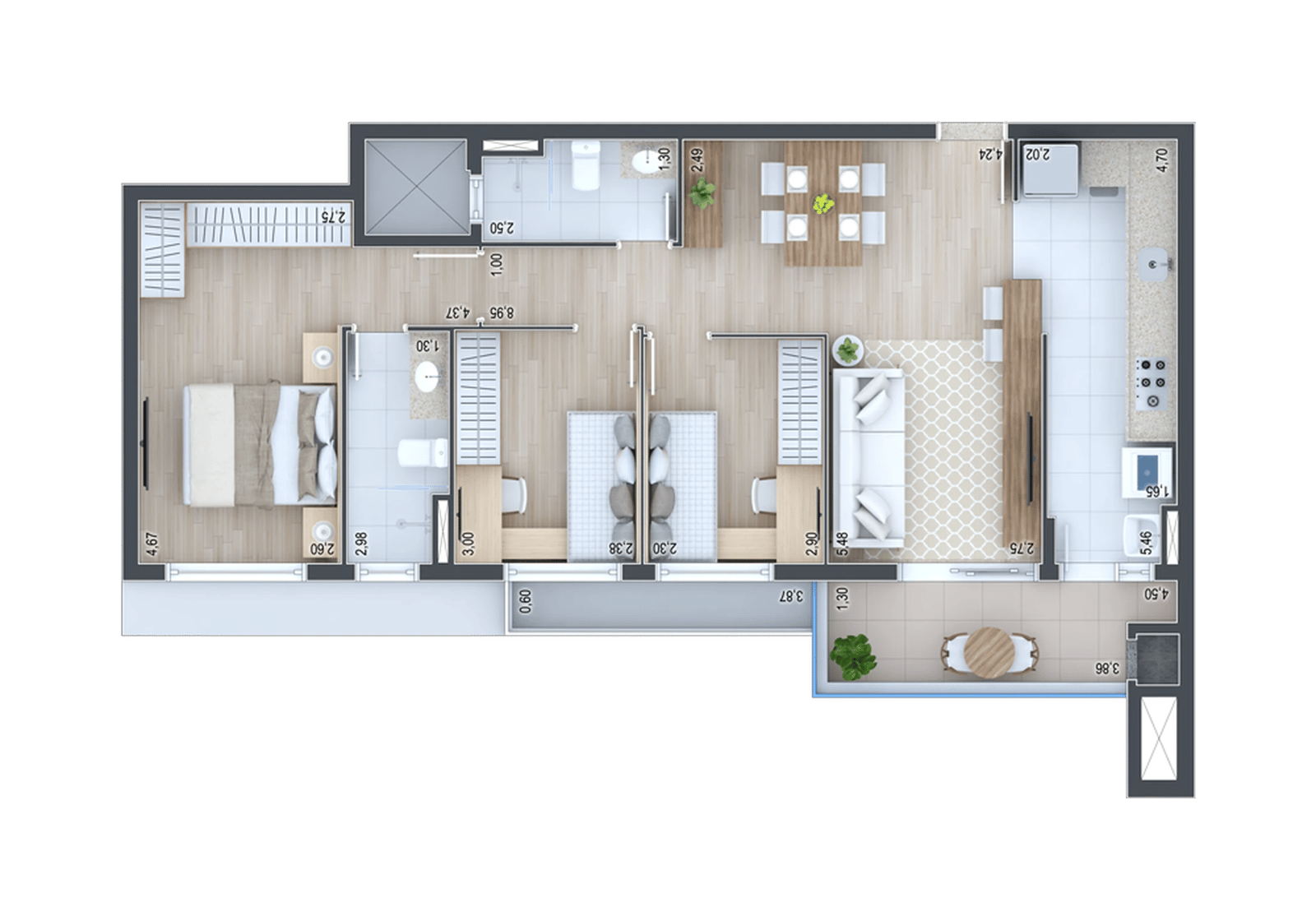 Planta 06 - 3 dorm 84,23m²