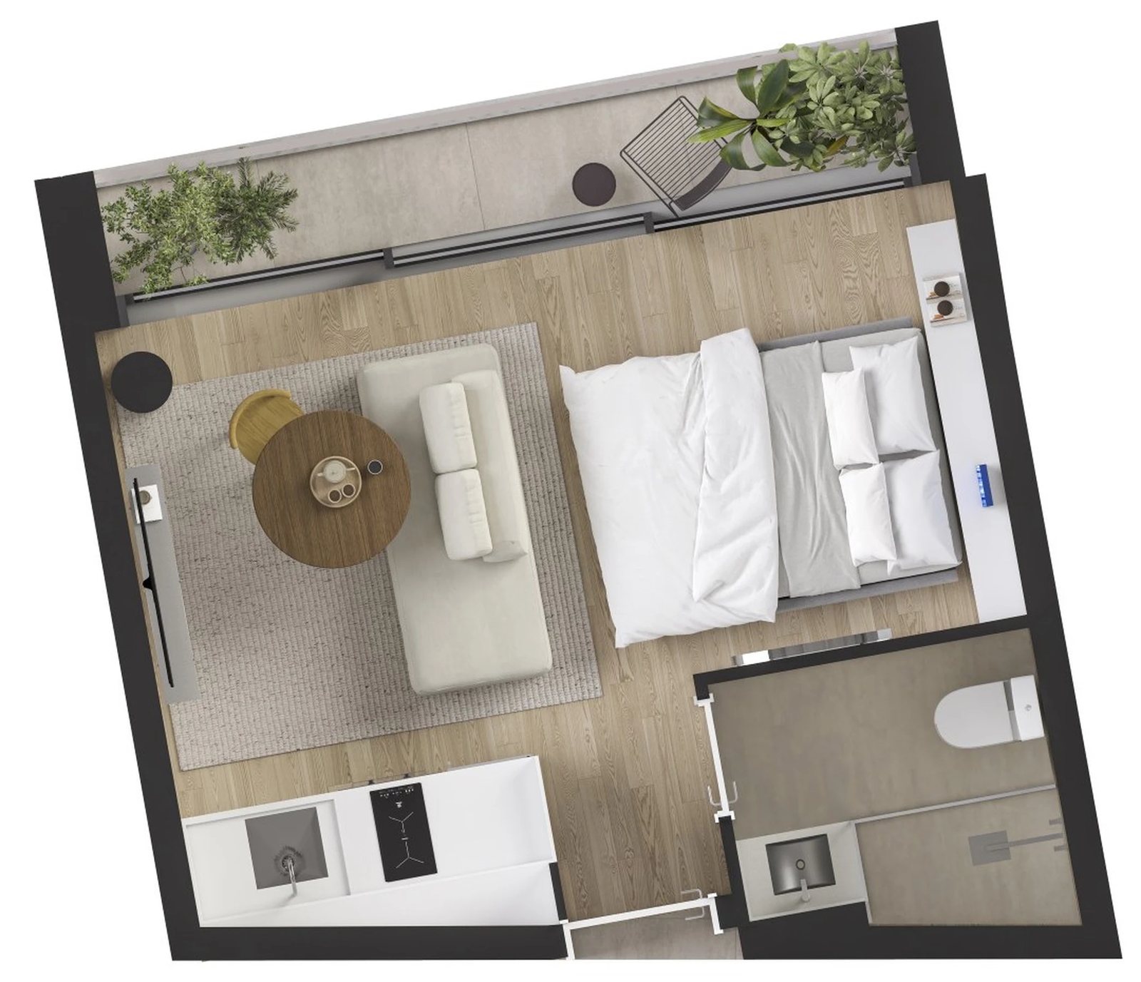 Planta 01 - 1 dorm 24,61m² - studio