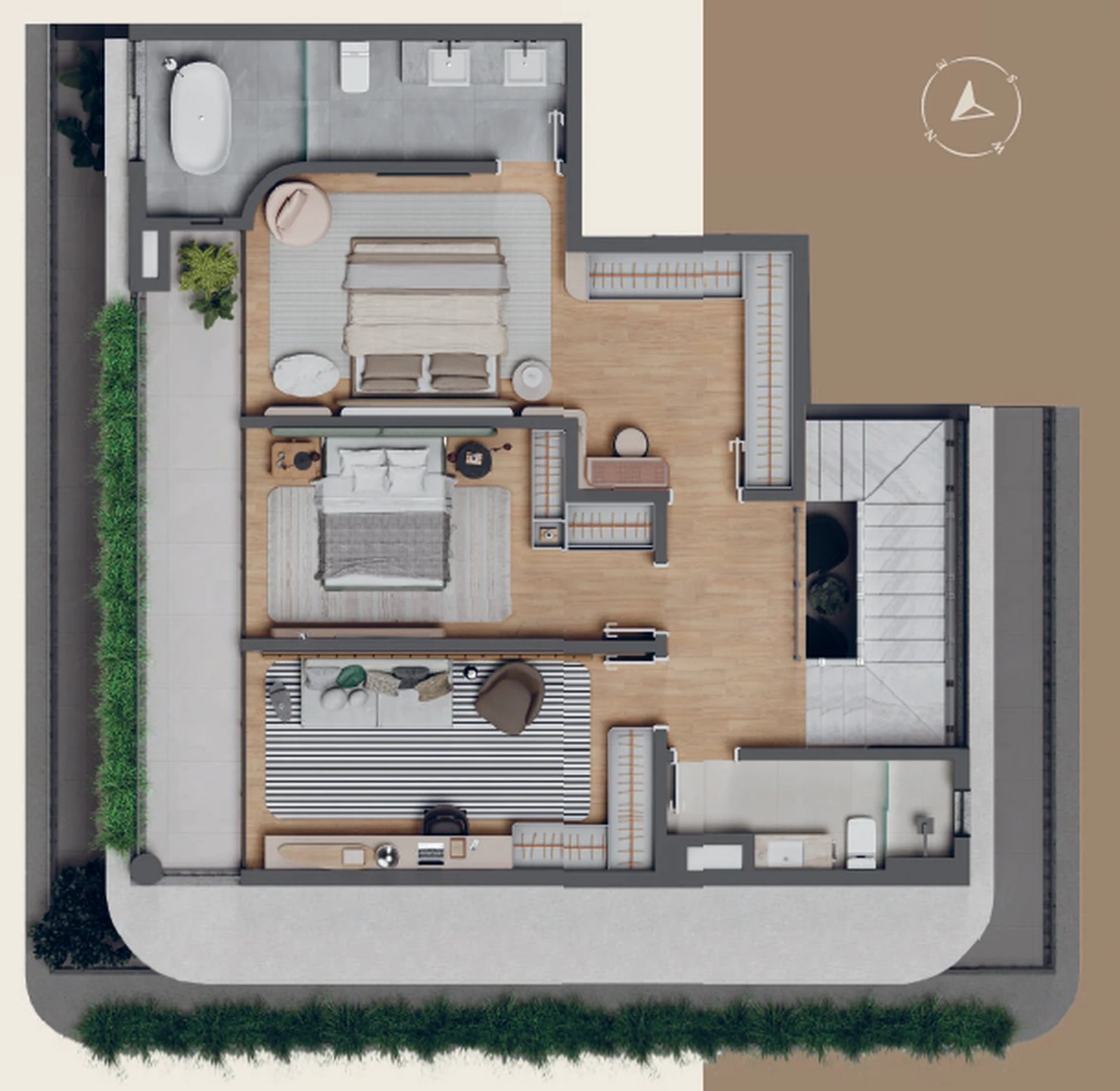 Planta 06 - 3 dorm 205,96m² - cobertura duplex - superior