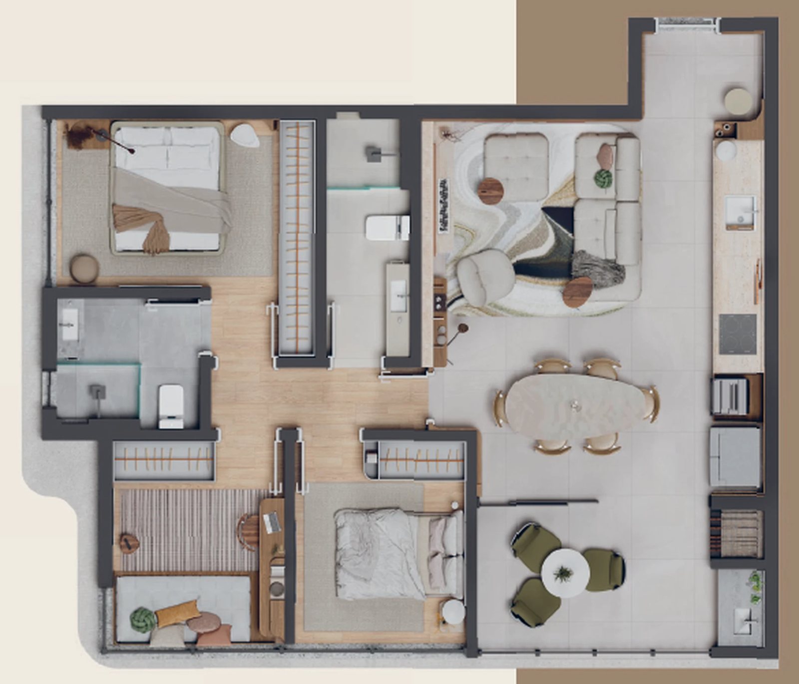 Planta 03 - 3 dorm 82,11m²