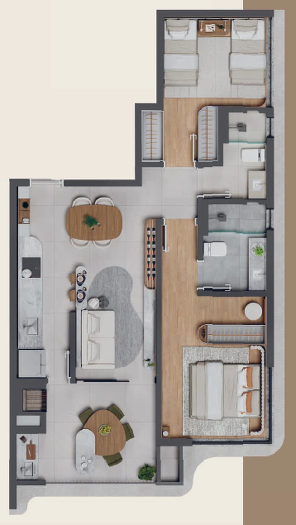 Planta 02 - 2 dorm 73,79m²