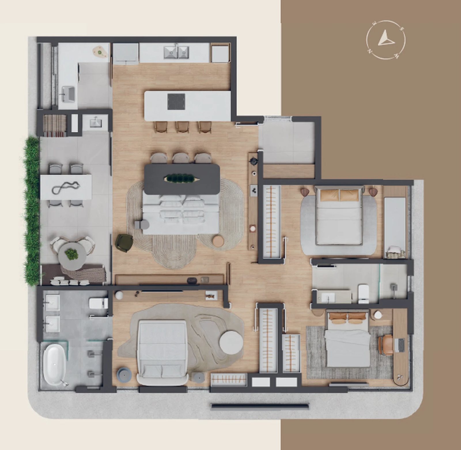 Planta 04 - 3 dorm 118,67m²