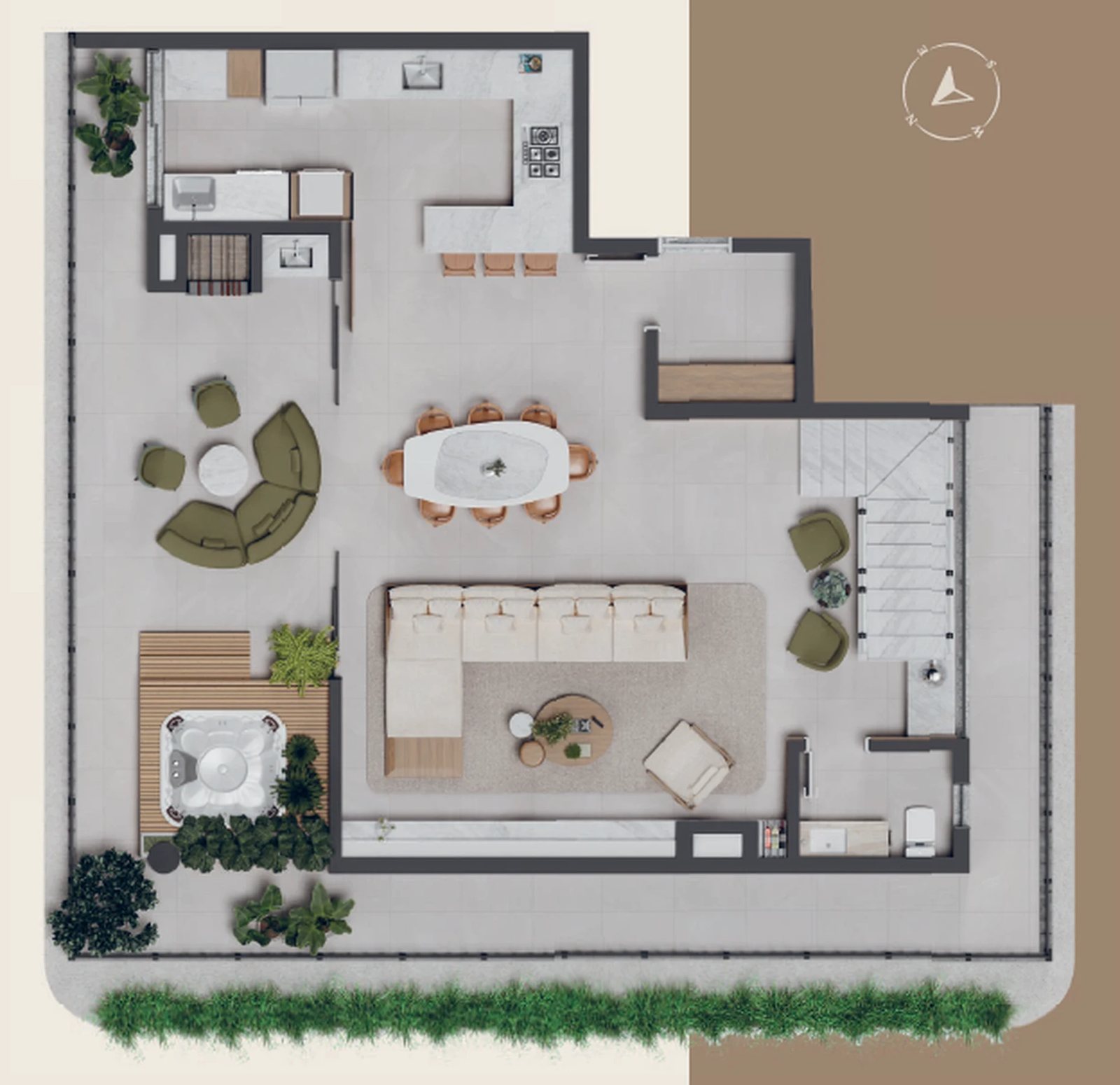 Planta 05 - 3 dorm 205,96m² - cobertura duplex - inferior