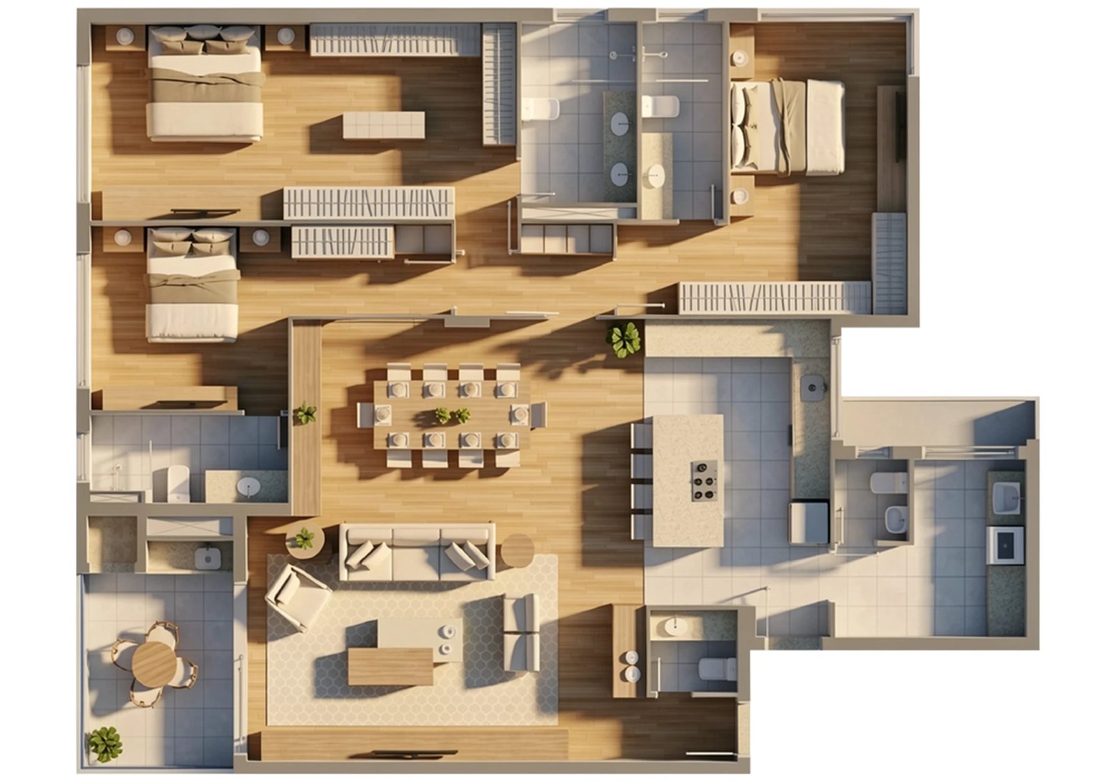 Planta 03 - 3 dorm 192,06m²
