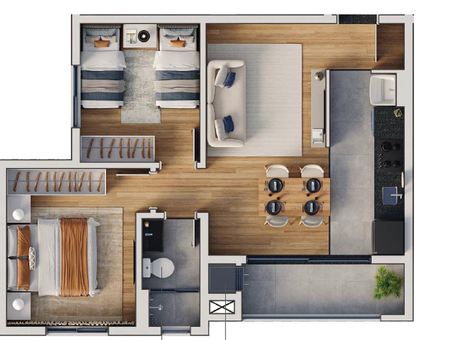 Planta 04 - 2 dorm 52,31m²