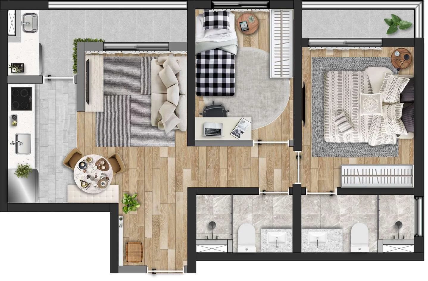 Planta 07 - 2 dorm 47,35m²