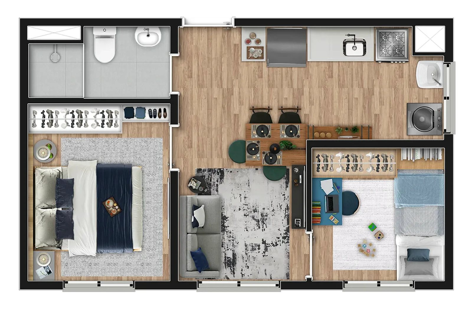 Planta 02 - 1 dorm 32m²