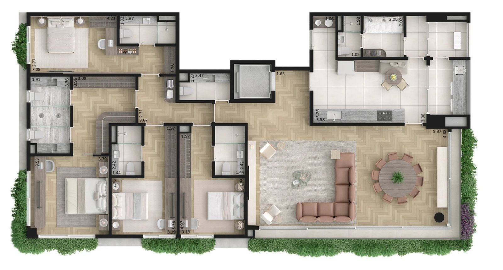 Planta 01 - 4 dorm 240m²