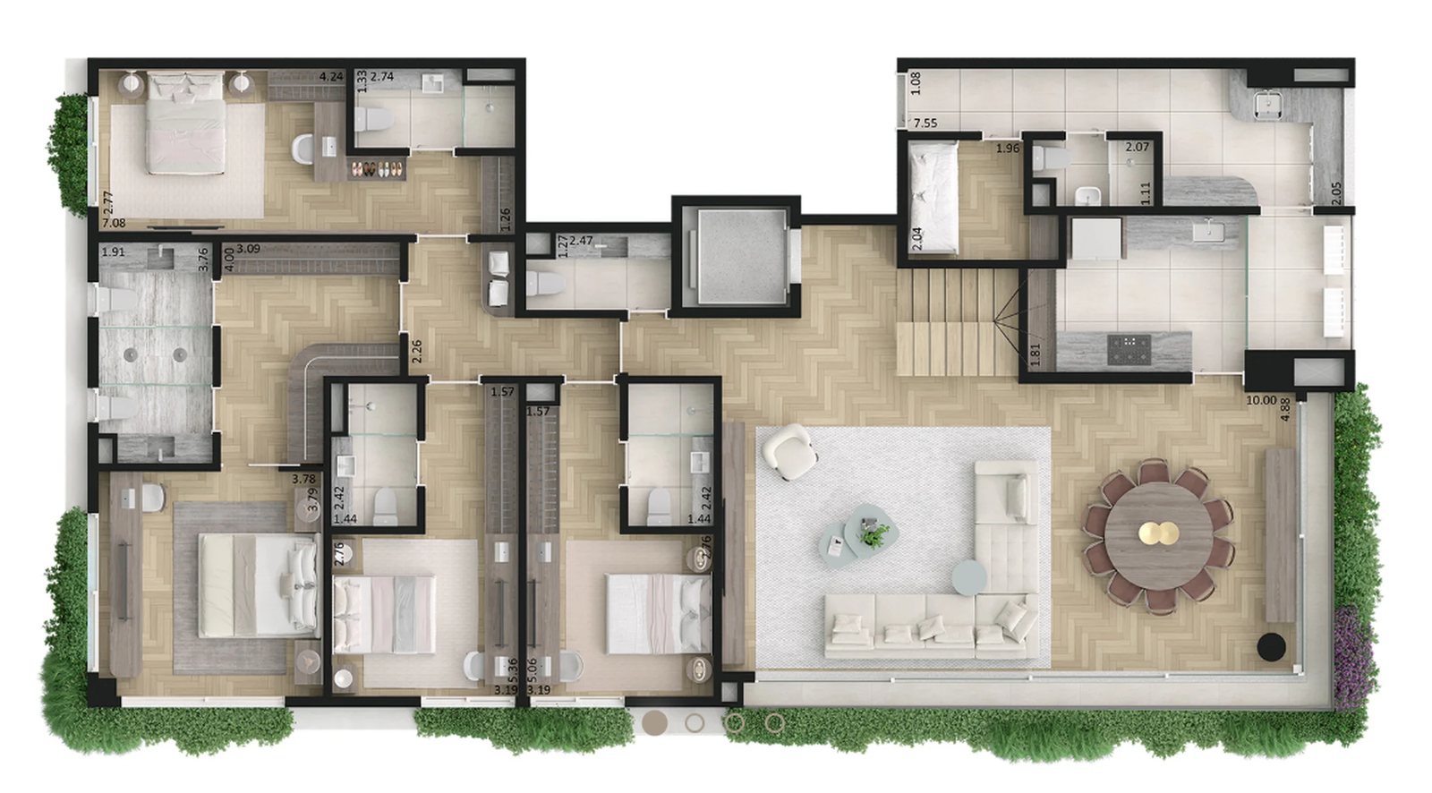 Planta 04 - 4 dorm 453m² - duplex - inferior