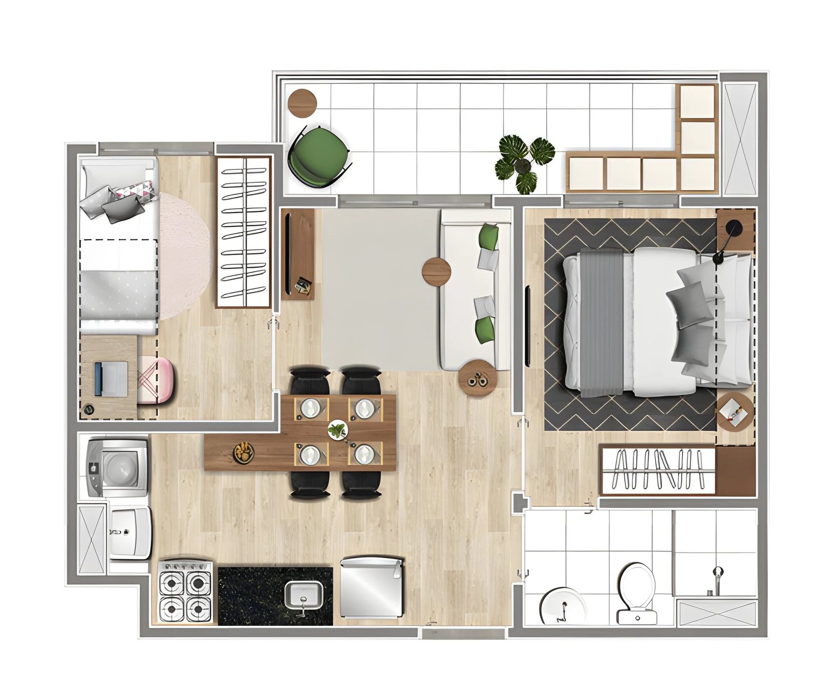 Planta 02 - 2 dorm 40m²