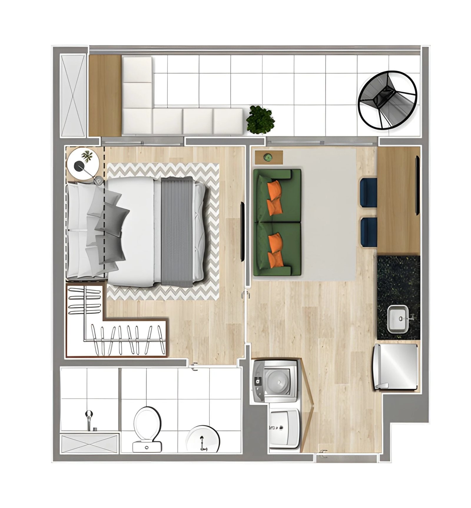 Planta 01 - 1 dorm 29m²