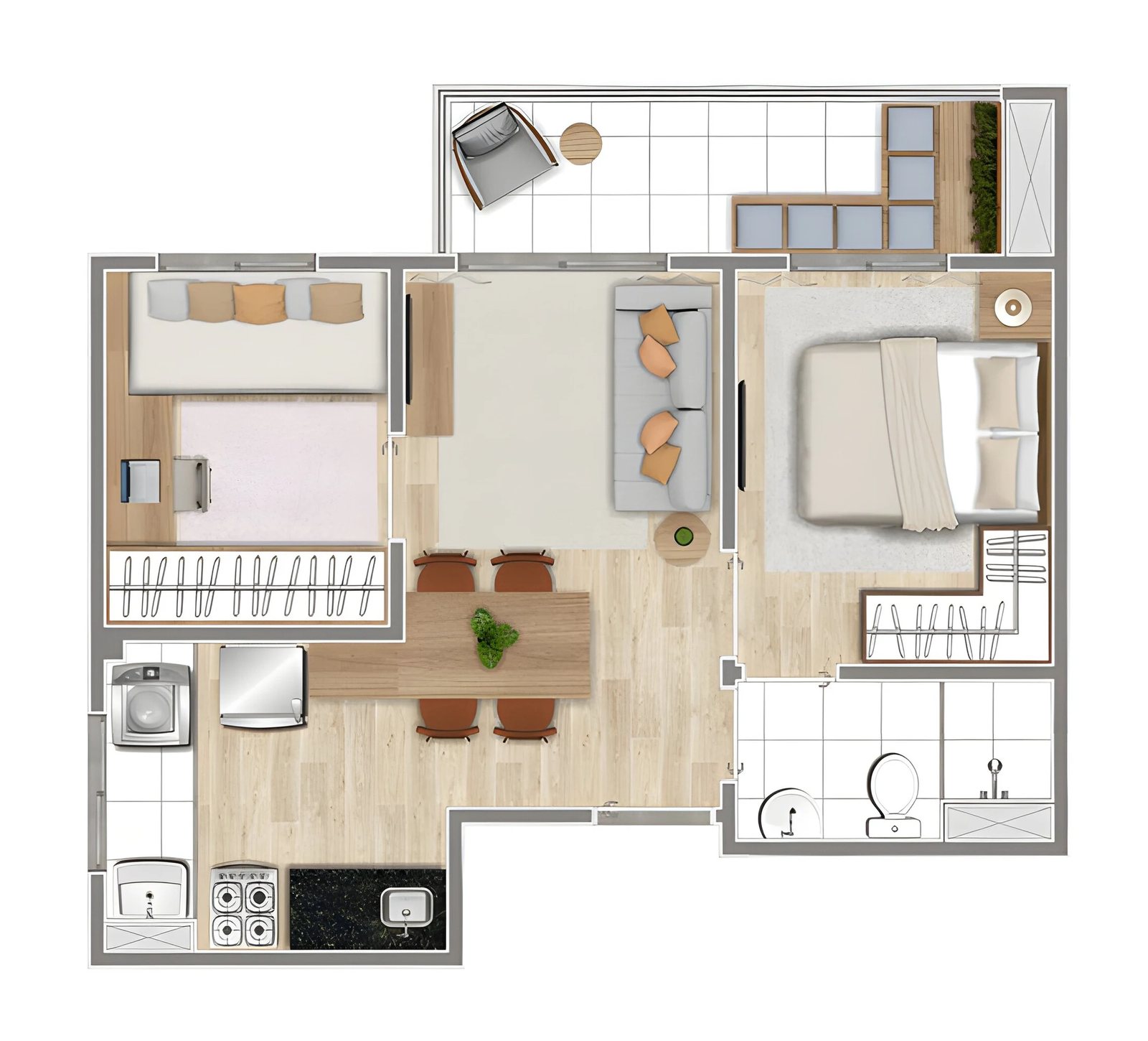 Planta 03 - 2 dorm 42m²