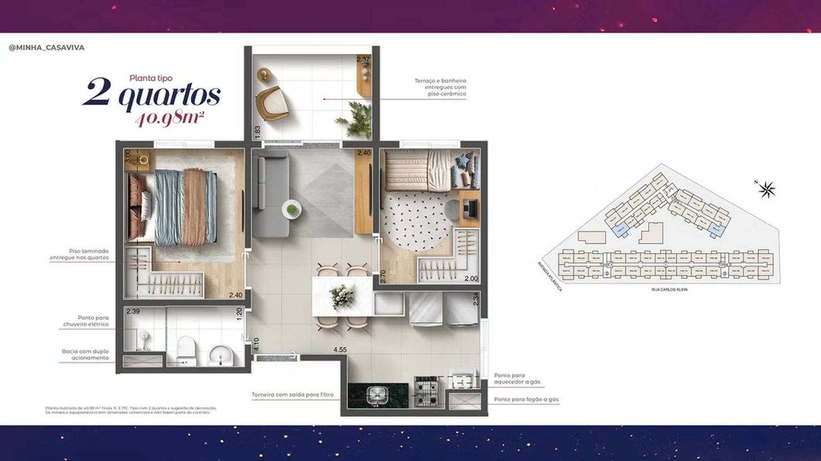 Planta 04 - 2 dorm 40,98m²