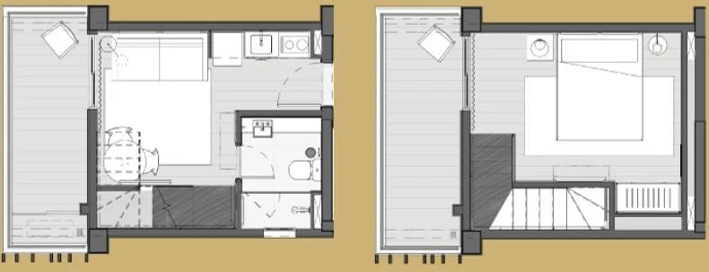 Planta 03 - 1 dorm 44m² - duplex