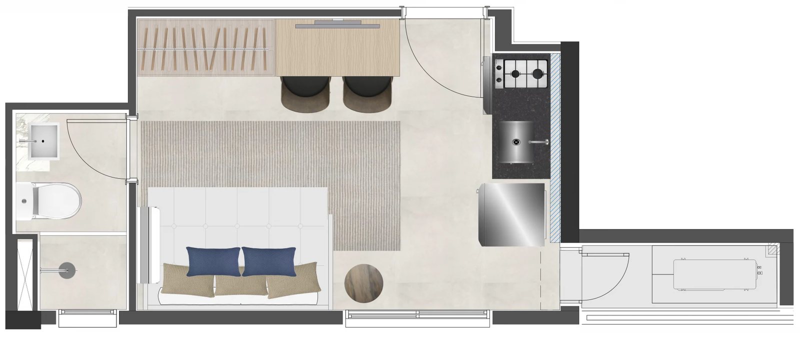 Planta 01 - 1 dorm 18m² - studio