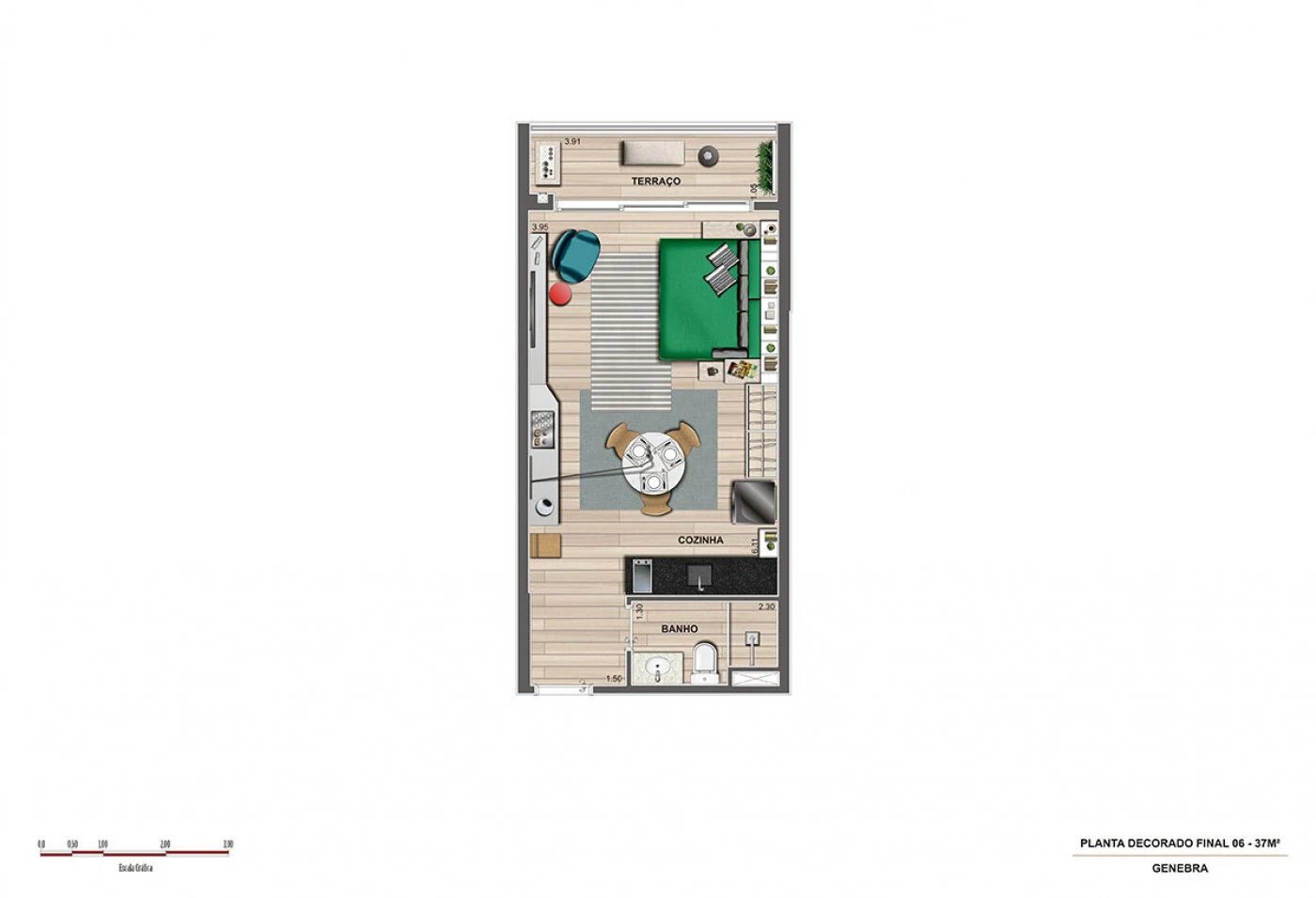 Planta 01 - 1 dorm 37m2 - studio