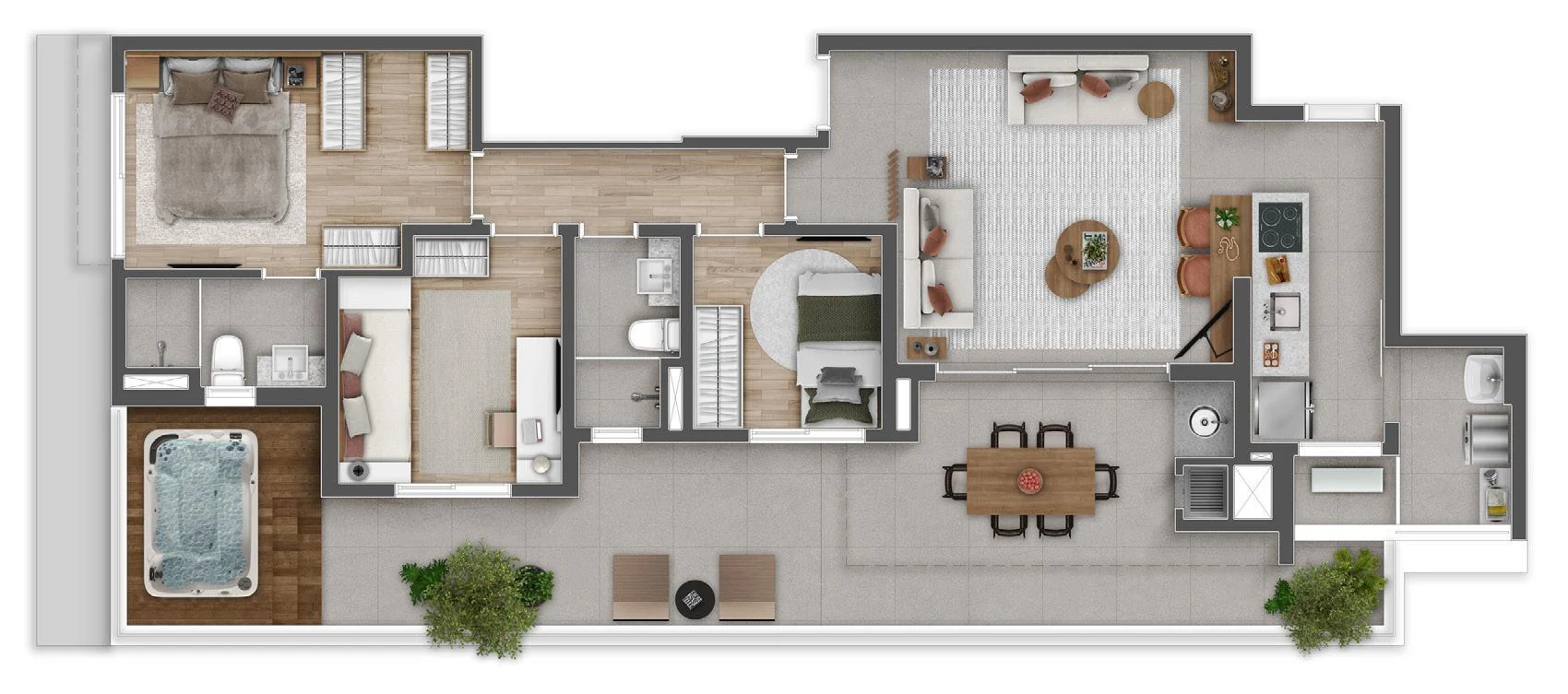 Planta 03 - 3 dorm 112m² - garden