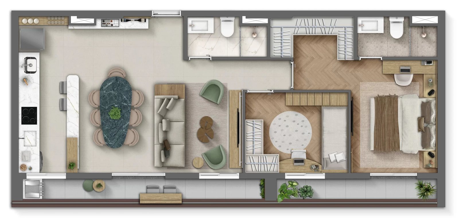 Planta 09 - 2 dorm 75m² - opção