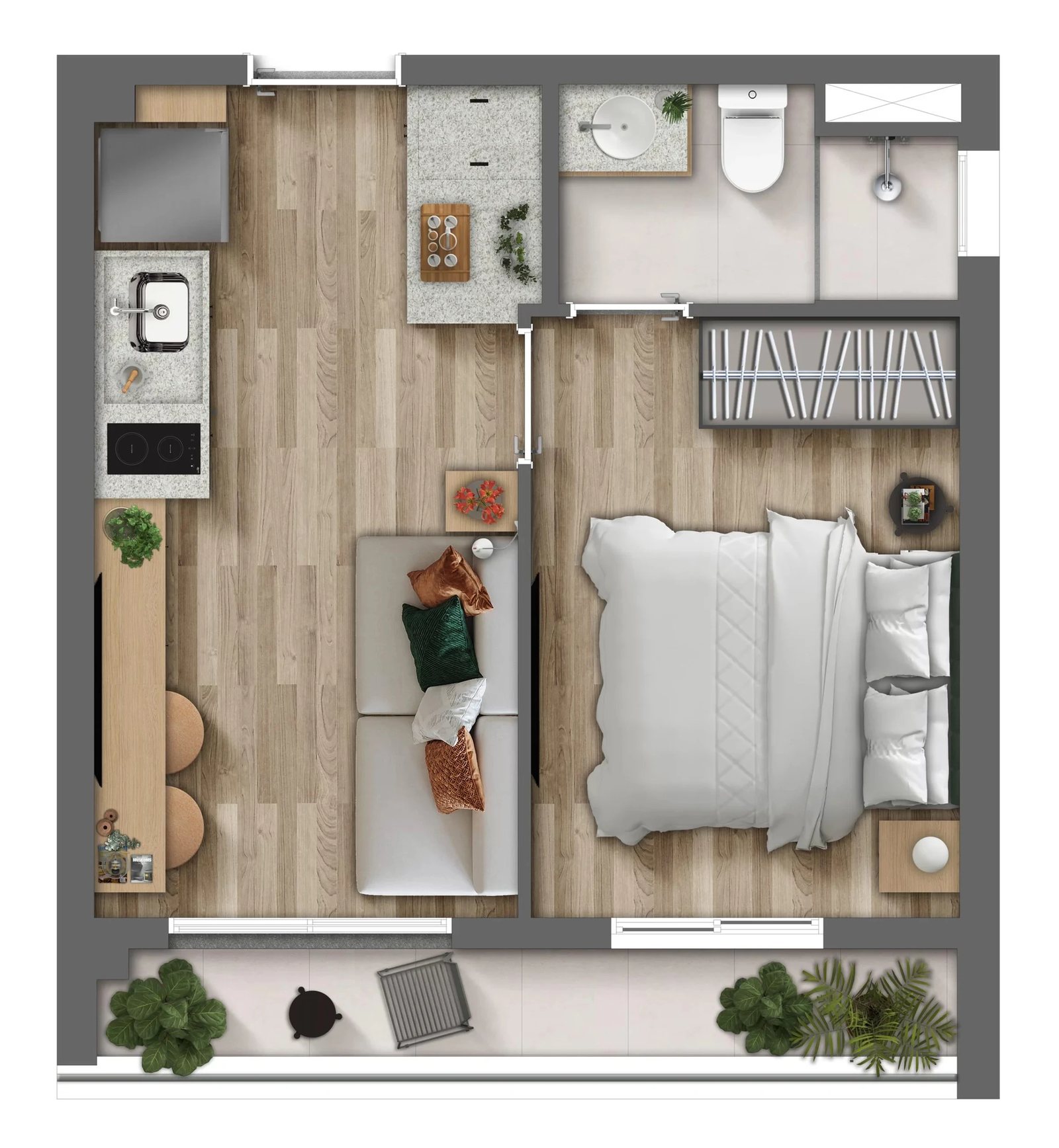 Planta 02 - 1 dorm 29m²