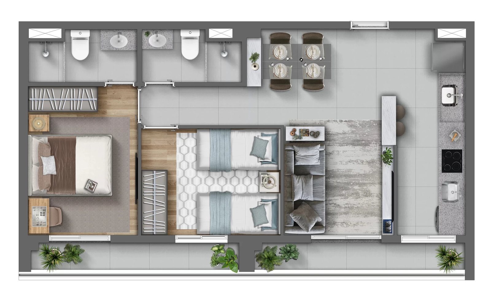 Planta 06 - 2 dorm 60m²