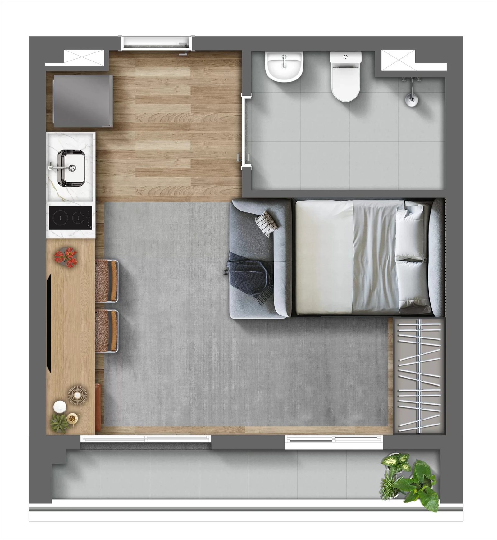 Planta 01 - 1 dorm 29m² - studio