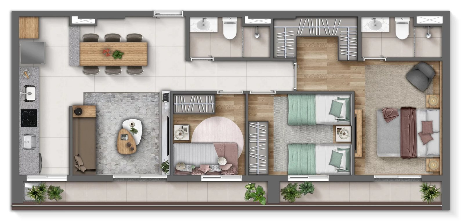 Planta 08 - 3 dorm 75m²