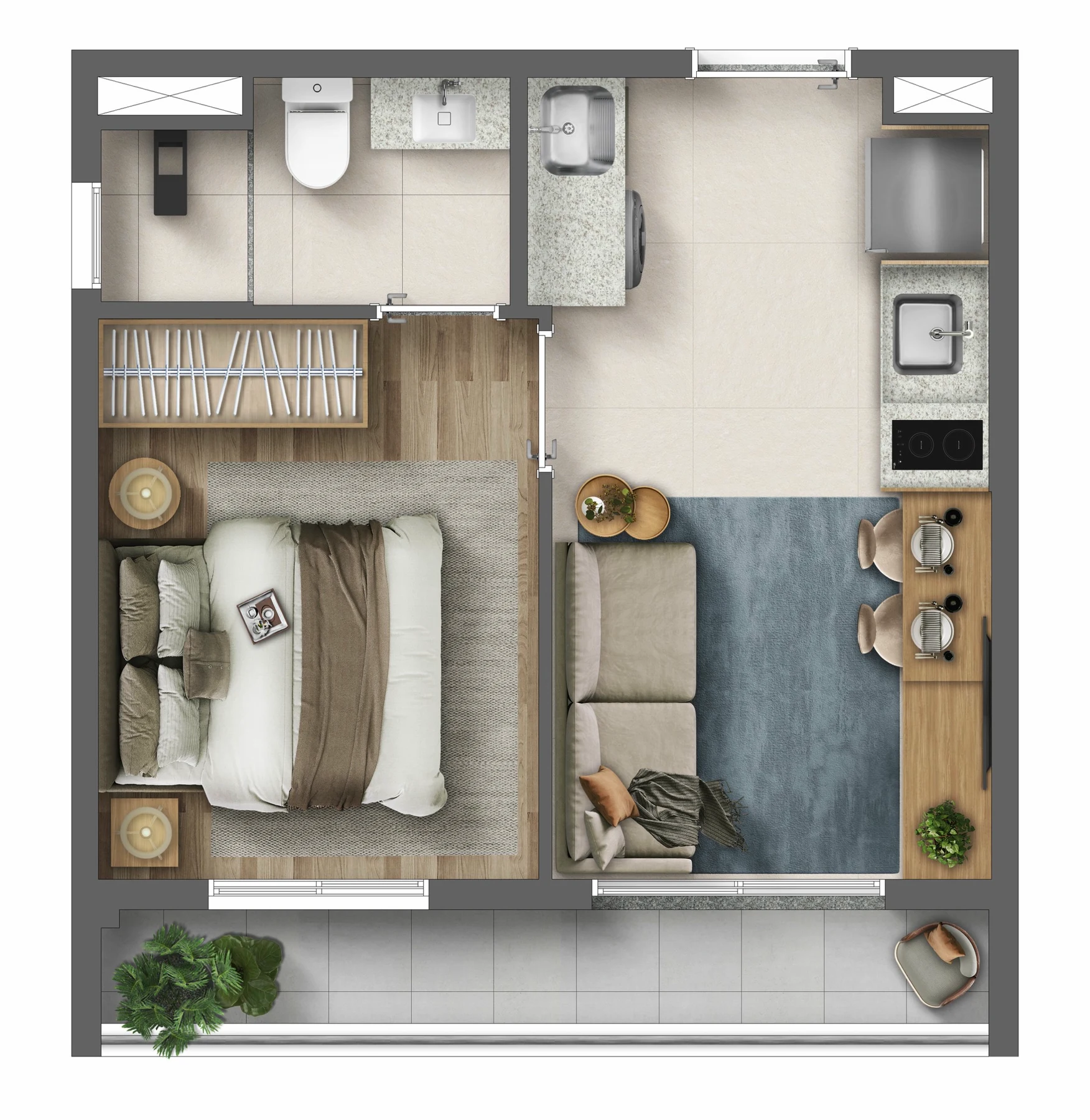 Planta 01 - 1 dorm 27m²
