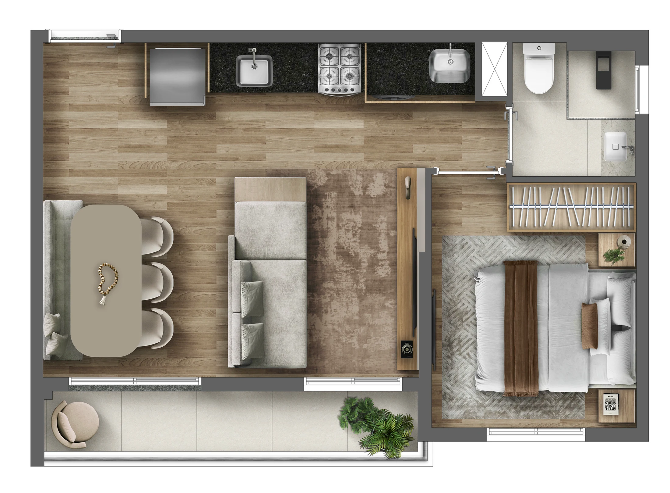 Planta 05 - 1 dorm 35m² - opção