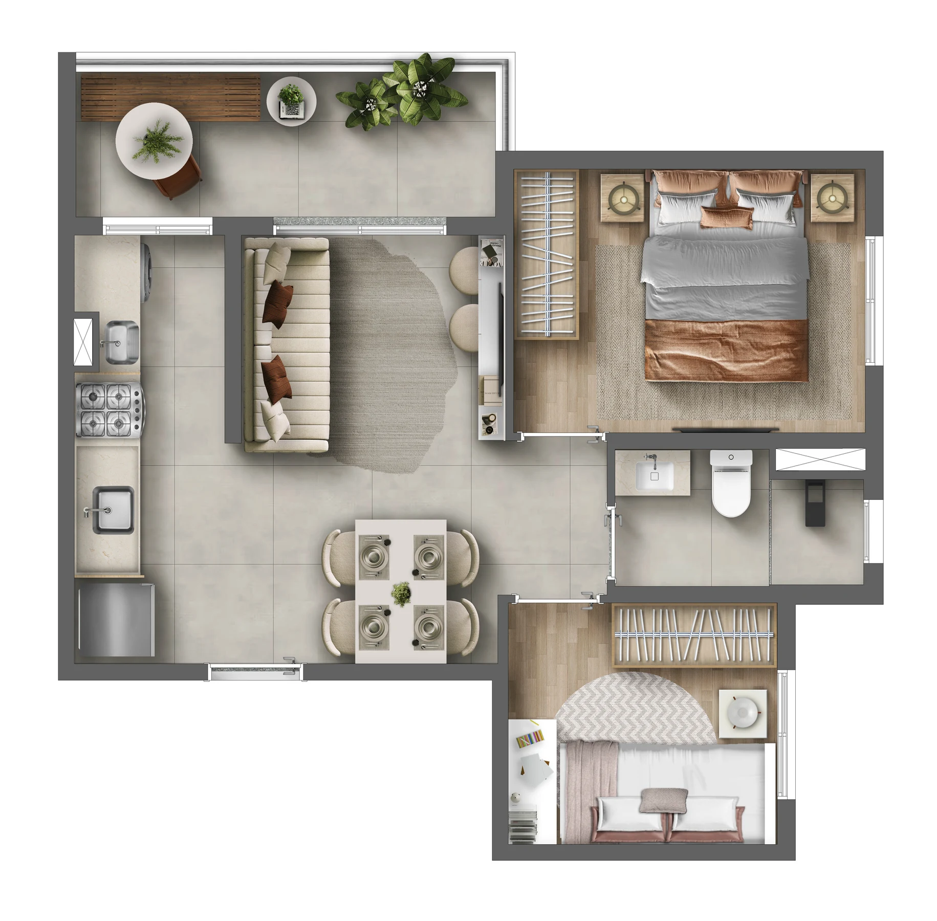 Planta 06 - 2 dorm 43m²