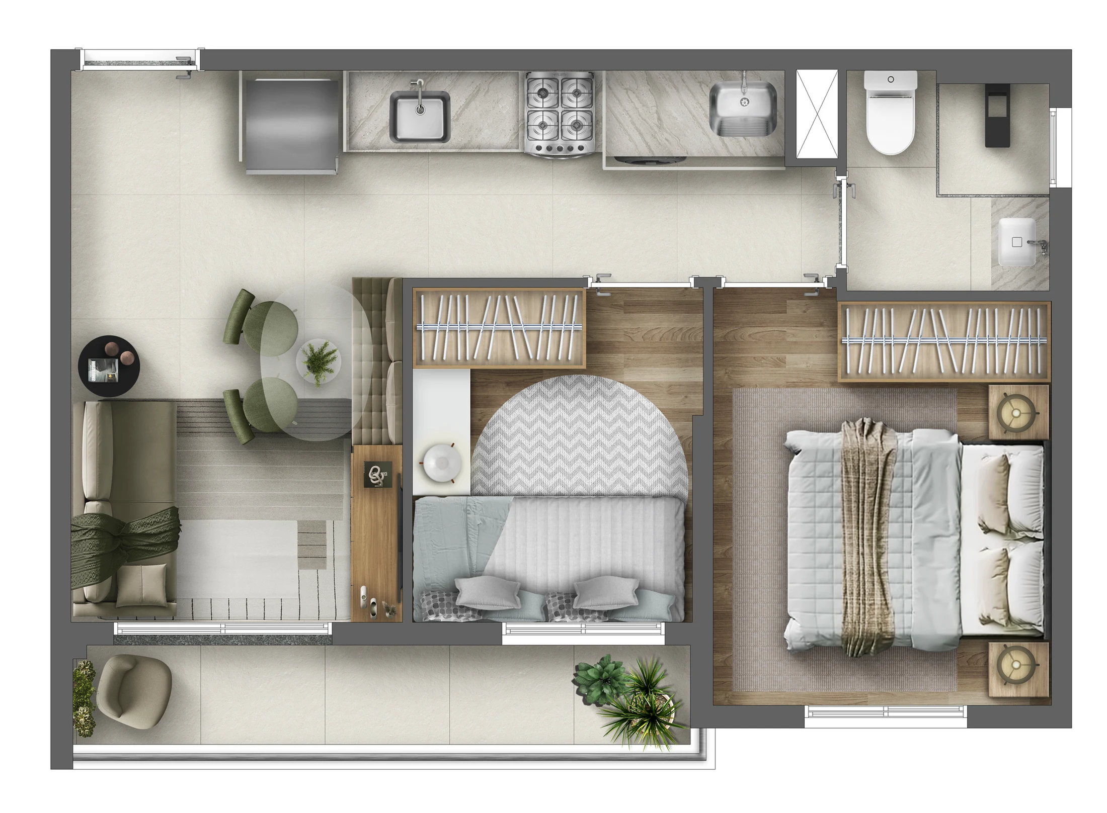 Planta 04 - 2 dorm 35m²