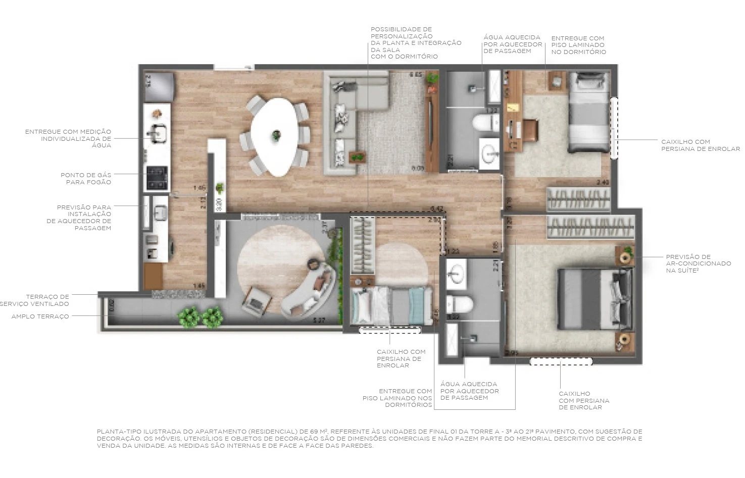 Planta 05 - 3 dorm 69m²