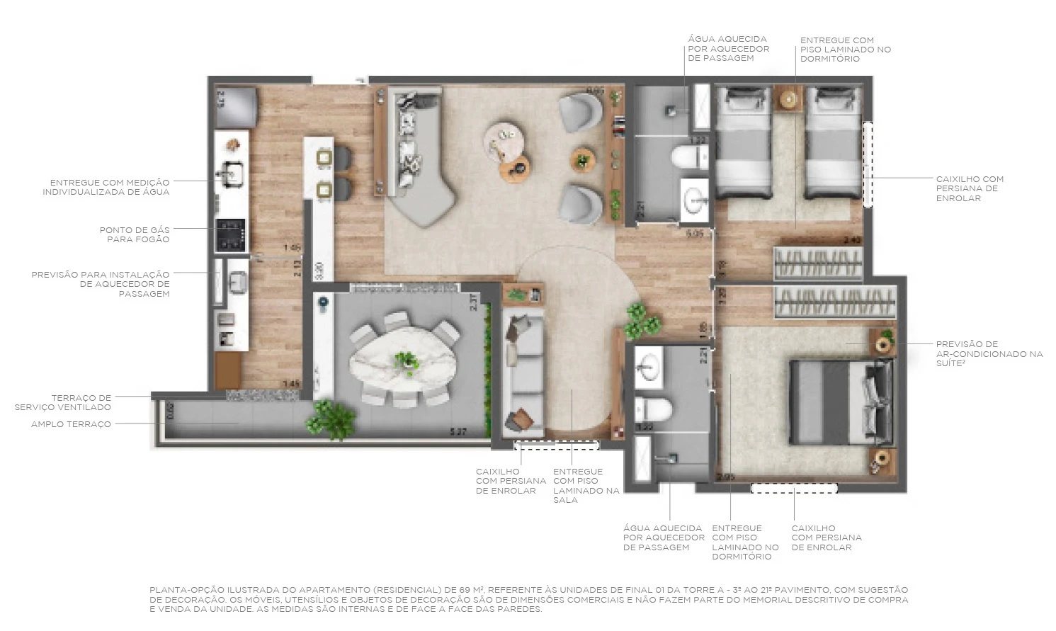 Planta 06 - 2 dorm 69m² - opção