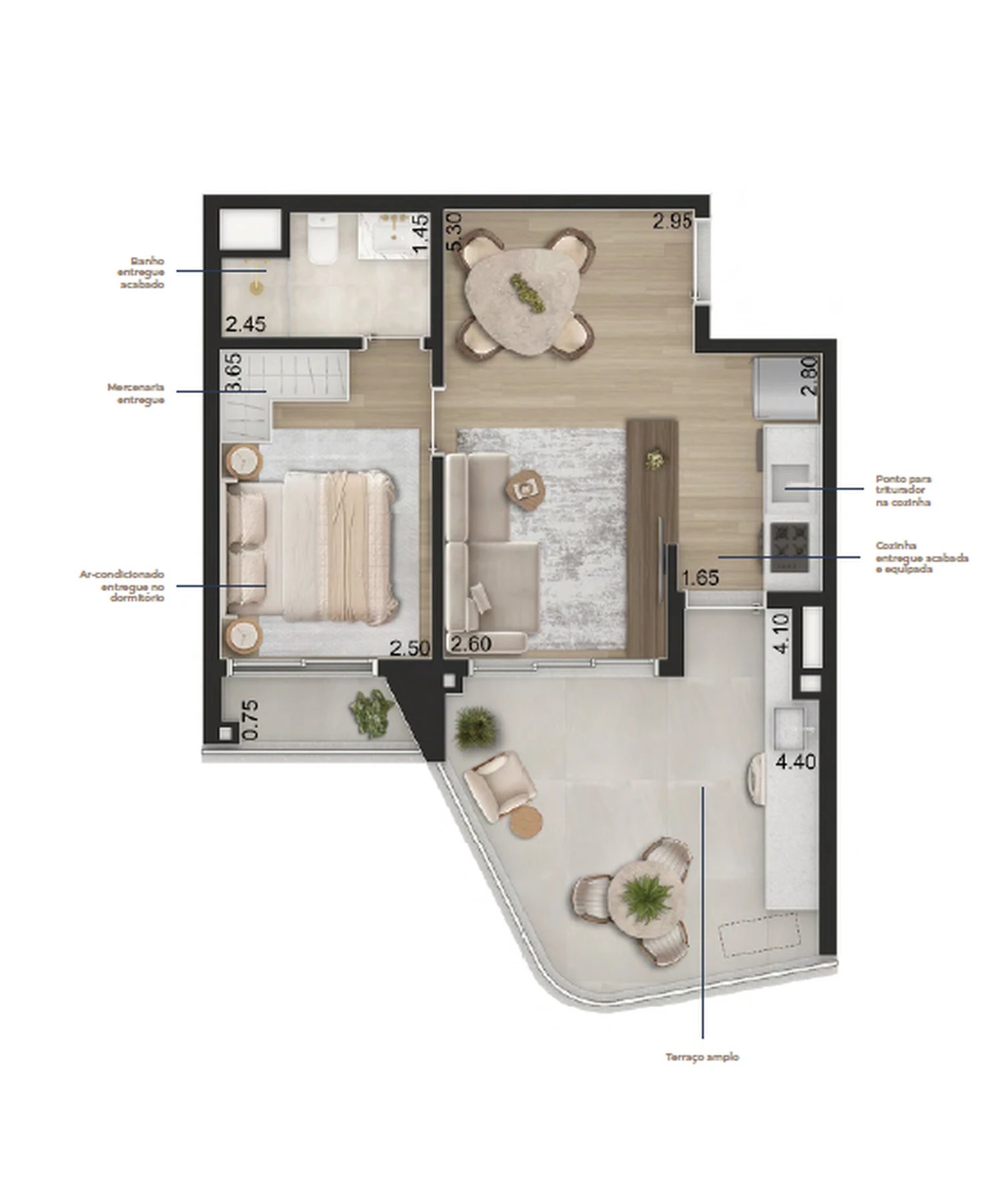 Planta 04 - 1 dorm 57m²