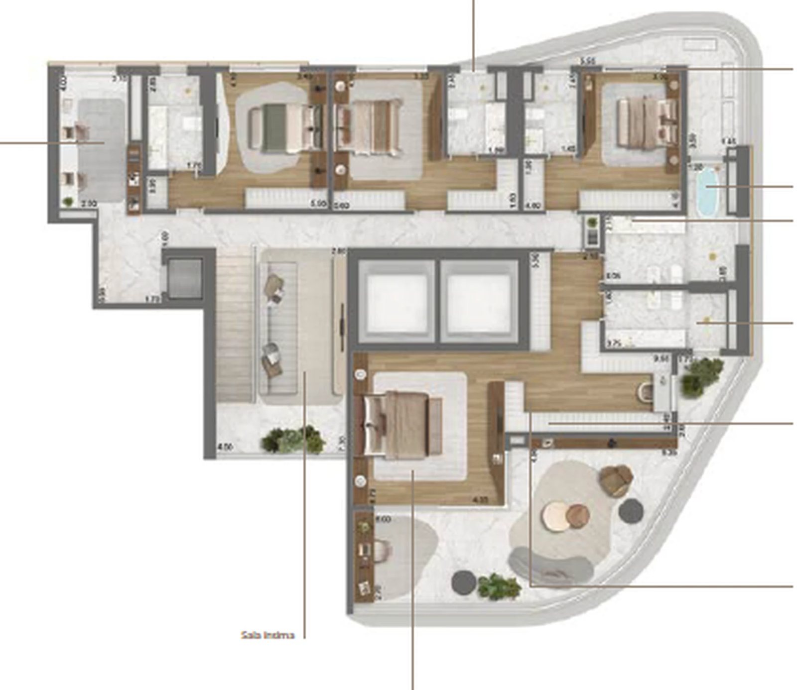 Planta 06 - 4 dorm 576,50m² - duplex - inferior