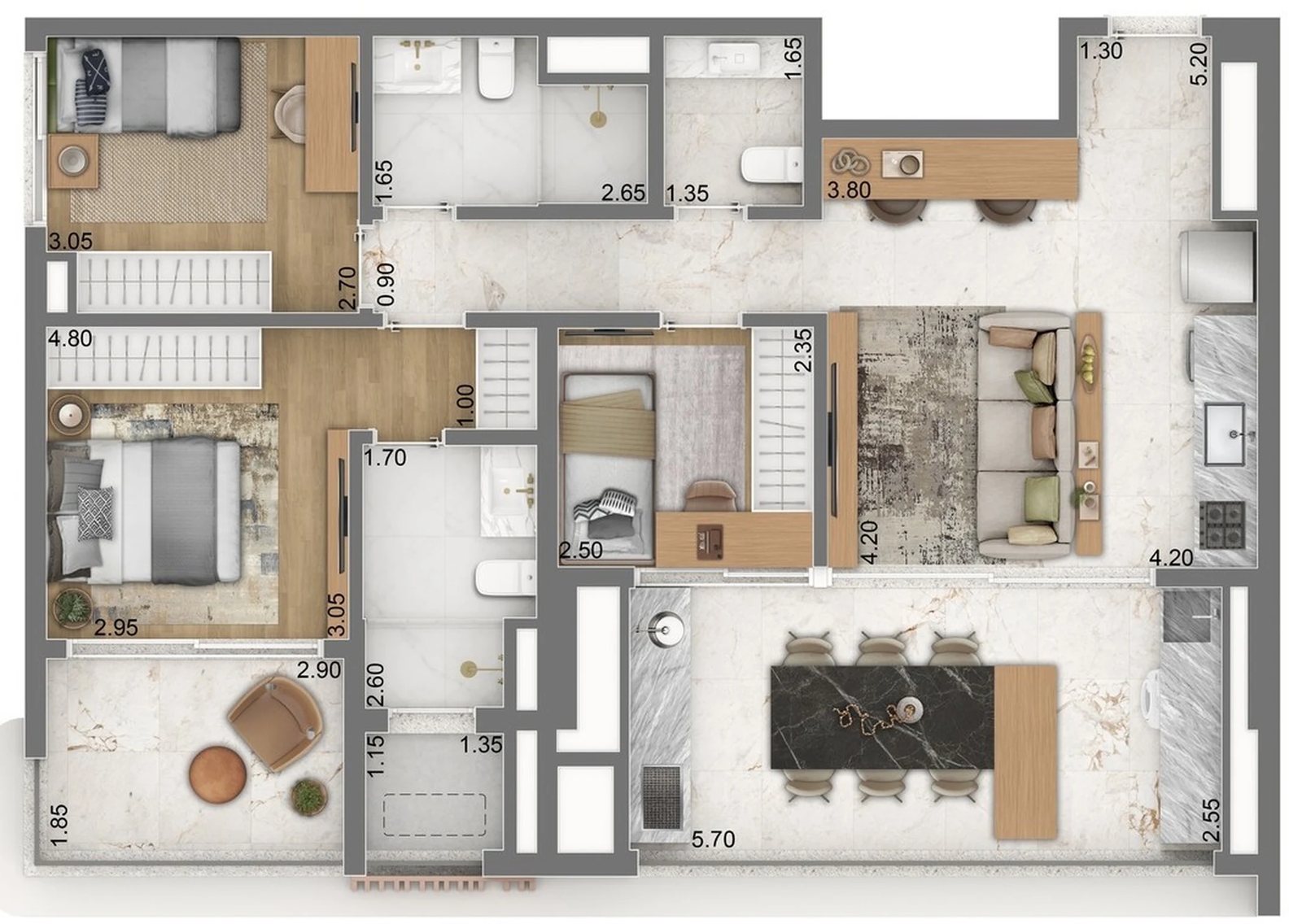 Planta 11 - 3 dorm 98m²