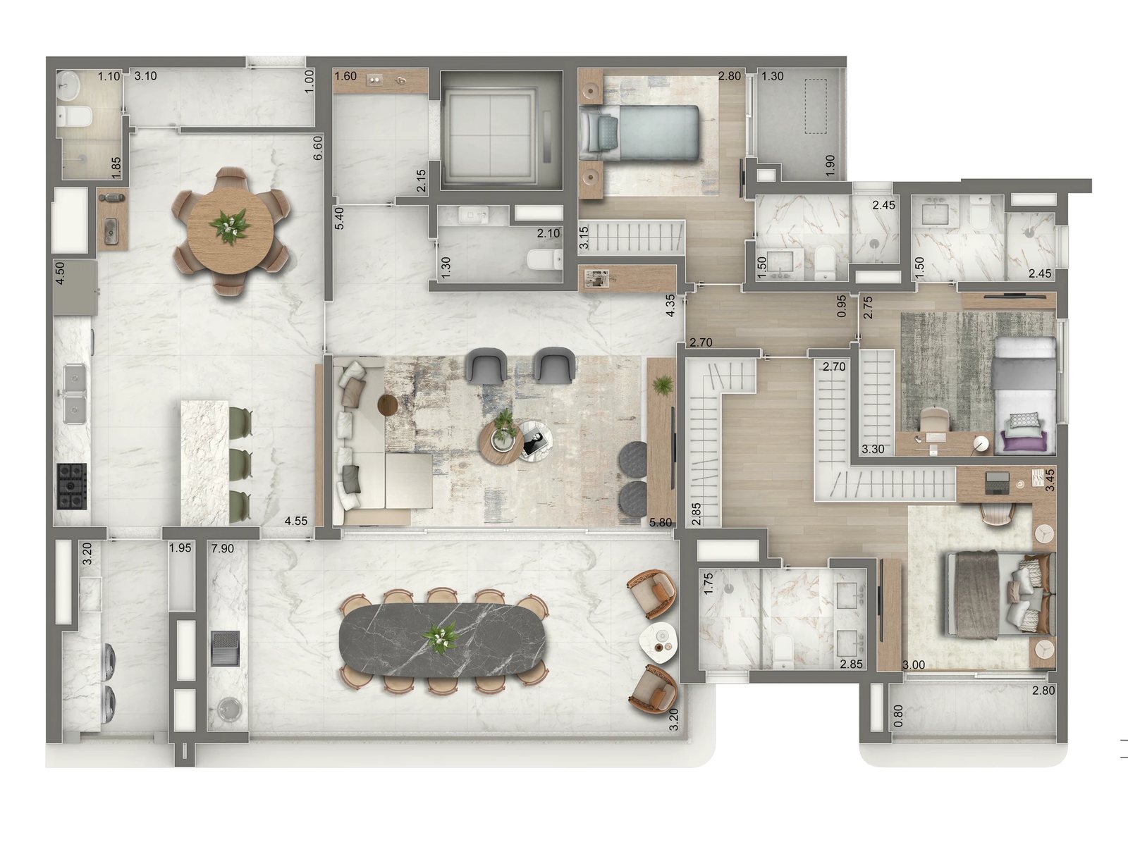 Planta 06 - 3 dorm 179m² - opção 01